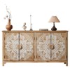 CIPACHO 60 Inch Brown Antique White Wood Accent Cabinet 4 Doors Media Console Buffet Pantry for Entryway Living Room Bedroom Dining Room - 2 of 4