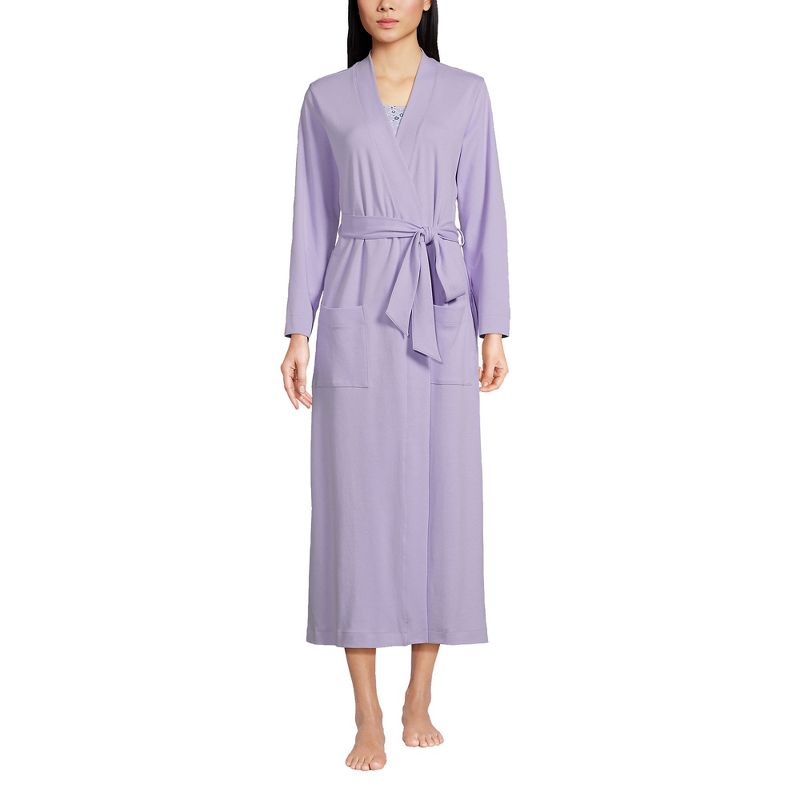 Lands' End Women's Cotton Long Sleeve Midcalf Robe, 1 of 4