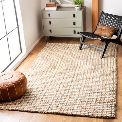 Ivory and Natural Handwoven Jute 3' x 5' Area Rug
