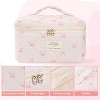 Generic Large Travel Quilted Makeup Bag，Cute Bow Cotton cosmetic bag, Fashionable aesthetic makeup bag - 4 of 4