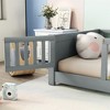 TIRAMISUBEST Twin size Floor Platform Bed with Built-in Book Storage Rack, Pine Wood Floor Bed Montessori Bed Toddler Bed with Slats Support - 4 of 4