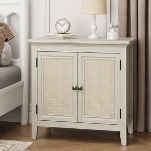 Heynemo Storage Cabinet, Kitchen Sideboard Cabinet with Rattan Decor Doors, Accent Buffet Cabinet with Adjustable Storage Shelf - 1 of 4