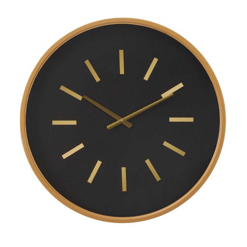 24&#34;x24&#34; Metal Wall Clock with Gold Accents Black - Olivia &#38; May, 1 of 6