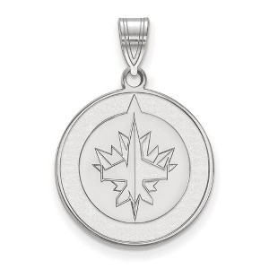 Black Bow Jewelry Sterling Silver Winnipeg Jets NHL Large Pendant - 1 of 3