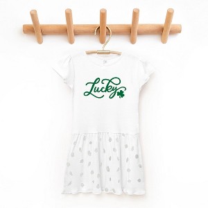 The Juniper Shop Cursive Lucky Clover Toddler Graphic Dress - 1 of 3