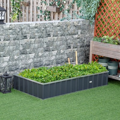 Large Dark Gray Metal Raised Garden Bed for Outdoor Spaces