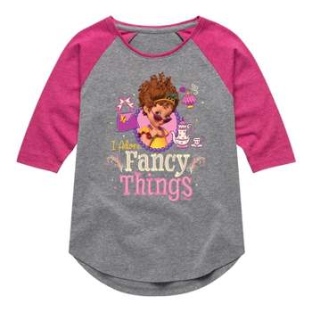 Girls' Fancy Nancy 'I Adore Fancy Things' Three Quarter Raglan Graphic T-Shirt - Fuchsia Pink/Heather Gray