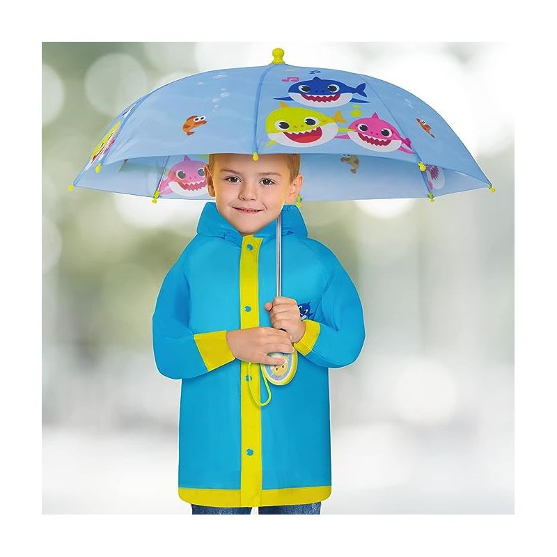 Baby Shark Boys Umbrella and Raincoat Set, Kids Ages 2-5, 2 of 6