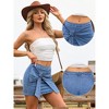 INSPIRE CHIC Women's Summer Causal Denim Wrap Front Bow Stretchy Bodycon Mini Jean Skirts - 2 of 4