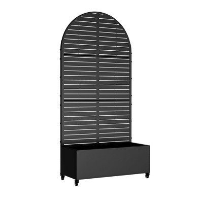 Lirago Metal Planter Box privacy screen Garden Bed with Trellis and Wheels
