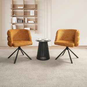 Grungis Chenille 270° Swivel Office Chair NO Wheels Set of 2,Modern Gaming Chair with Metal Base,Computer Chair for Office - 1 of 4