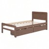 Beige - Twin Size Platform Bed Frame, Rubberwood Support Legs Queen Size Platform Bed With 2 Drawers No Box Spring Needed Bed Frame For Boys&Girls Be - 2 of 4