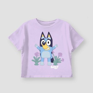 Girls' Bluey Short Sleeve Graphic Boxy T-Shirt - Purple - 1 of 2