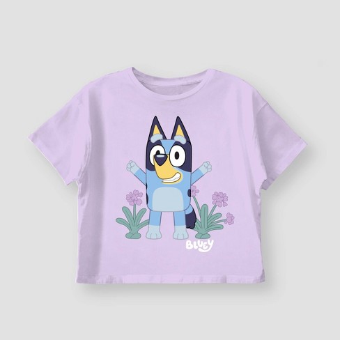 Girls' Bluey Short Sleeve Graphic BoxyT-Shirt - Purple S