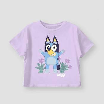 Girls' Bluey Short Sleeve Graphic Boxy T-Shirt - Purple