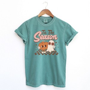Simply Sage Market Women's Tis The Season Pumpkin Ghost Short Sleeve Garment Dyed Tee - 1 of 2