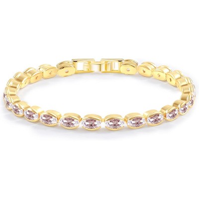 14K Gold Plated Tennis Bracelet for Women – Classic CZ Link Design, Fits 6.0"–7.2" Wrists – Stylish Sparkling Jewelry Gift