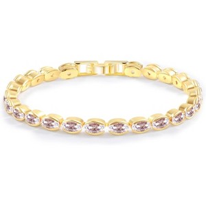 14K Gold Plated Tennis Bracelet for Women – Classic CZ Link Design, Fits 6.0"–7.2" Wrists – Stylish Sparkling Jewelry Gift - 1 of 4