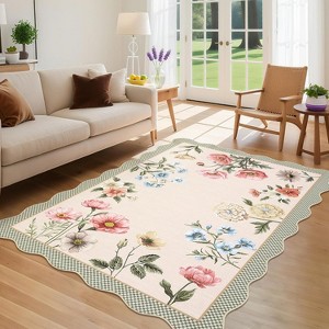 coucheta Floral Washable Area Rug, Multi-size Soft Non Slip Low-Pile Stain Resistant Home Aesthetic Throw Carpet, for Living Room, Bedroom, Dining - 1 of 4