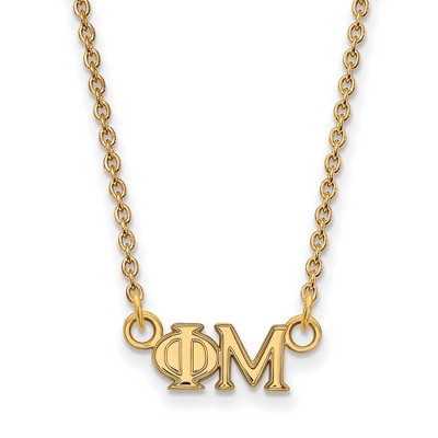 Black Bow Jewelry 14k Yellow Gold Plated Sterling Silver Phi Mu Greek Life Necklace 18 Inch