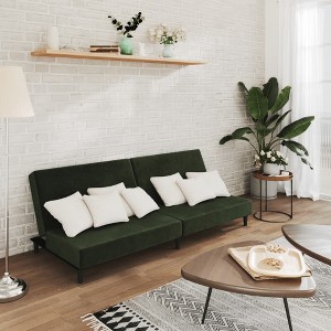 vidaXL 2-Seater Sofa Bed Dark Green Velvet - 1 of 4