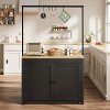 Kitchen Island with Storage 42" - Heavy Duty Kitchen Cart, Mobile Kitchen Island with 2-Tier Shelves & 5 Hooks, sturdy Wood Countertop - 2 of 4