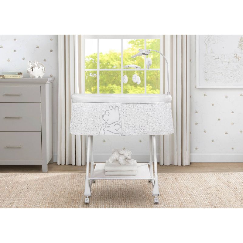 Delta Children Disney Winnie the Pooh Bassinet with Stationary Mobile Arm, Vibration, Nightlight and Music - White/Gray, 3 of 11
