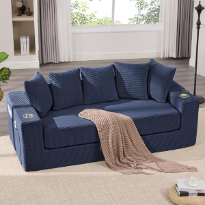 Sapphtopaz 76" 2-in-1 Couches for Living Room Convertible Sofa Bed Pull Out Sleeper Couch with 5 Pillows & 2 Cup Holders Couch Bed for Bedroom - 1 of 4