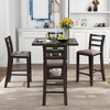 CAVINAS Dining Table Set for 4  Wooden Counter Height Dining Set with 4 Chairs and Storage Shelving for Kitchen - 3 of 4