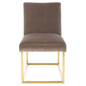 Jenette Velvet Side Chair Taupe - Safavieh, Brown