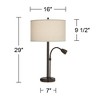 Possini Euro Design Traverse Modern Table Lamps 29" Tall Set of 2 with USB Charging Port Gooseneck LED Bronze Oatmeal Shade for Bedroom Living Room - 4 of 4