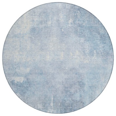 HomeRoots 8' Sky Blue And Ivory Round Abstract Washable Indoor Outdoor Area Rug