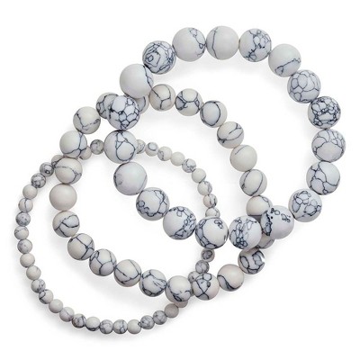 SHINE by Sterling Forever White Howlite Stretch Bracelet Set of 3