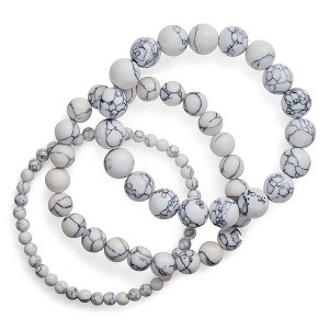 SHINE by Sterling Forever White Howlite Stretch Bracelet Set of 3 - 1 of 3