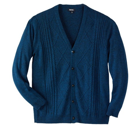 Kingsize Men s Big Tall Shoreman s Cardigan Cable Knit Sweater 4xl Royal Blue Marl Target