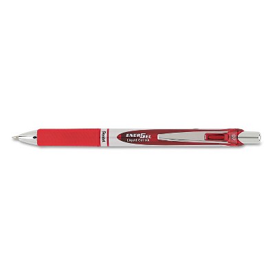 Pentel EnerGel RTX Retractable Liquid Gel Pen .7mm Black/Gray Barrel Red Ink BL77B