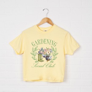Simply Sage Market Women's Gardening Social Club Short Sleeve Relaxed Fit Cropped Tee - 1 of 4