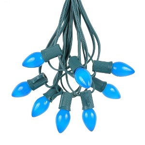 Novelty Lights 25 Feet C7 Ceramic Christmas String Light Set, Vintage Holiday Hanging Light Set, Green Wire - 1 of 4