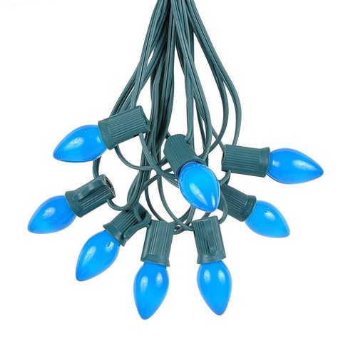 Novelty Lights 25 Feet C7 Ceramic Blue Christmas String Light Set ...