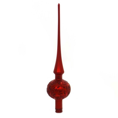 Inge Glas 12.0" Delights Red Matte Finial Tree Topper Christmas  -  Tree Toppers