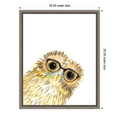 Playful Owl with Glasses Light Brown Canvas Print 16 x 20 inches