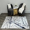 LunaLulinlk Luxury Area Rug in Gray with Navy Blue Abstract Design - 4 of 4