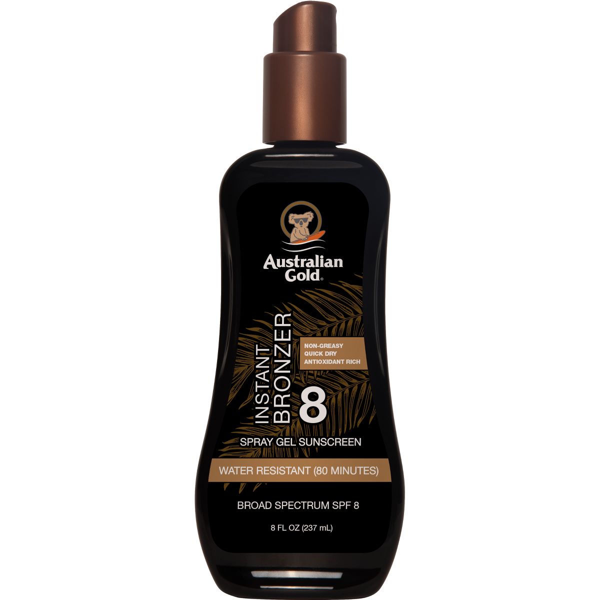 Australian Gold Sunscreen Spray Gel with Instant Bronzer - SPF8 - 8oz