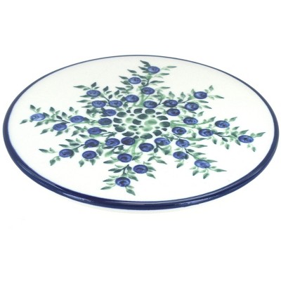 Blue Rose Polish Pottery Porcelain Vine Trivet