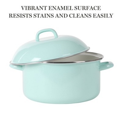 Martha Blue 6.4-Quart Enamel Steel Dutch Oven with Lid