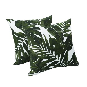 2 Pack Outdoor Throw Pillows, Waterproof & Fade-Resistant Patio Cushions for Garden,18x18 Inch, Green leaf - 1 of 4