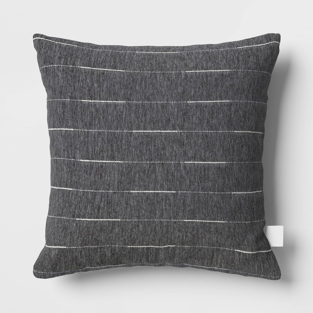 Photos - Pillow 20"x20" Lines Square Outdoor Throw  Charcoal Gray - Threshold™