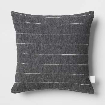 20"x20" Lines Square Outdoor Throw Pillow Charcoal Gray - Threshold™