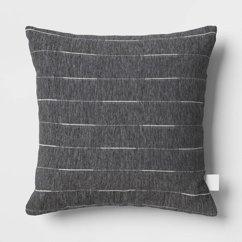 20&#34;x20&#34; Lines Square Outdoor Throw Pillow Charcoal Gray - Threshold&#8482;, 1 of 6