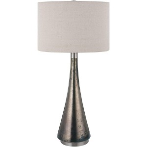 Uttermost Modern Table Lamp 33 1/2" Tall Blue Green Metallic Glass Oatmeal Hardback Drum Shade for Bedroom Living Room Nightstand - 1 of 1